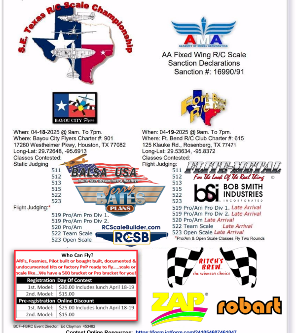 ** Updated** S. E. Texas RC Scale Championships April,18-19 2025