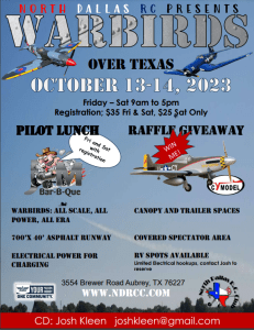 Warbirds Over Texas – Presented by: The North Dallas R/C Club